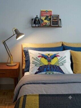 Dc Comics 90s Superman Graphic Pillowcase in White and Blue
